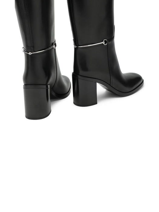 85mm Horsebit-detail leather boots 836109 AAD3I1000 GUCCI 
