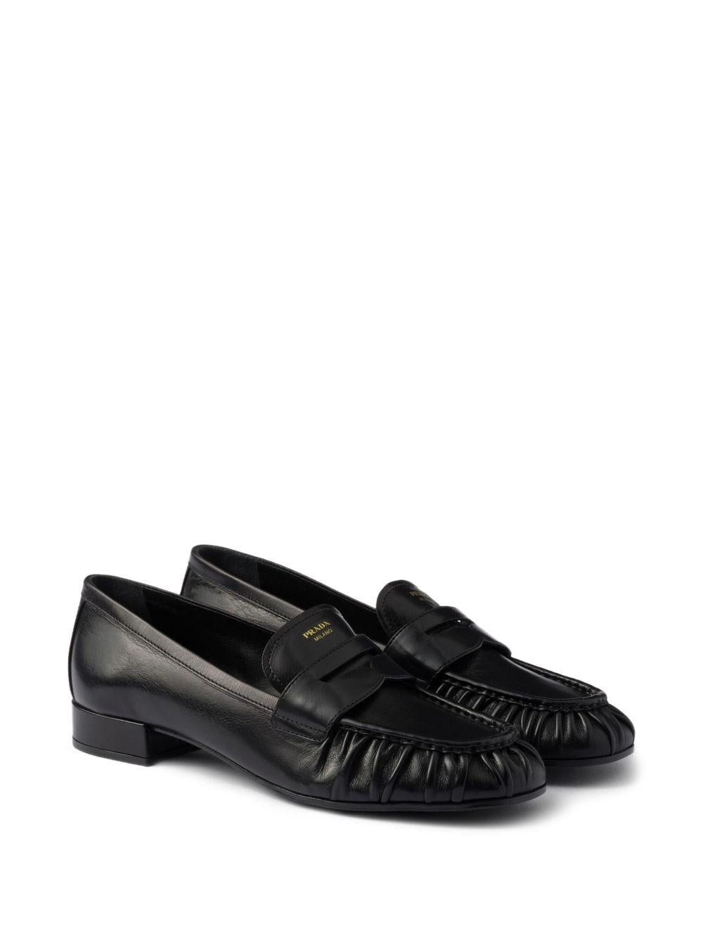 pleated leather loafers<BR/><BR/> 1D175O F 020 007F0002 PRADA 