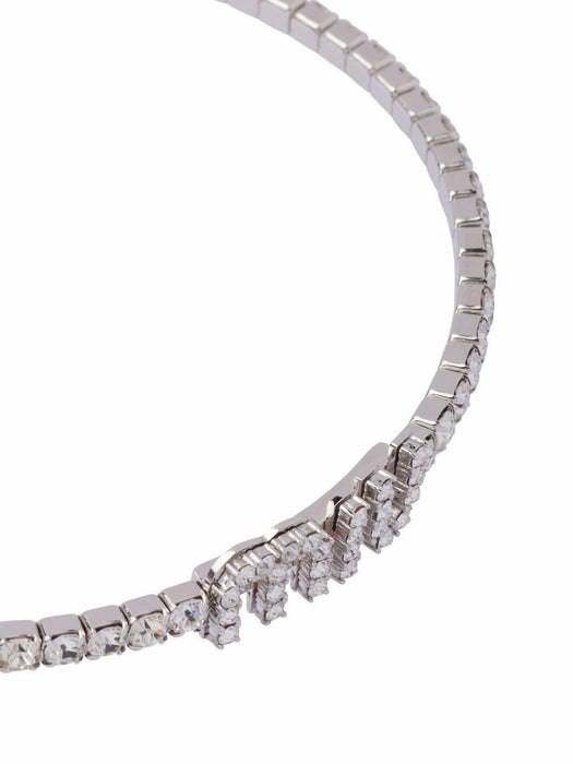 crystal-embellished logo necklace 5JC871 2DNCF0OKL MIU MIU 
