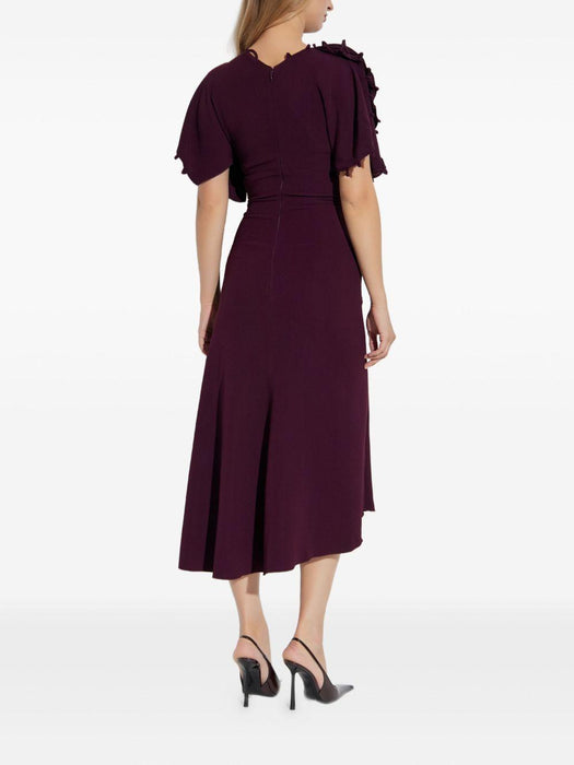 ruffled-sleeve asymmetric midi dress 1425WDR007063B 2757 VICTORIA BECKHAM 
