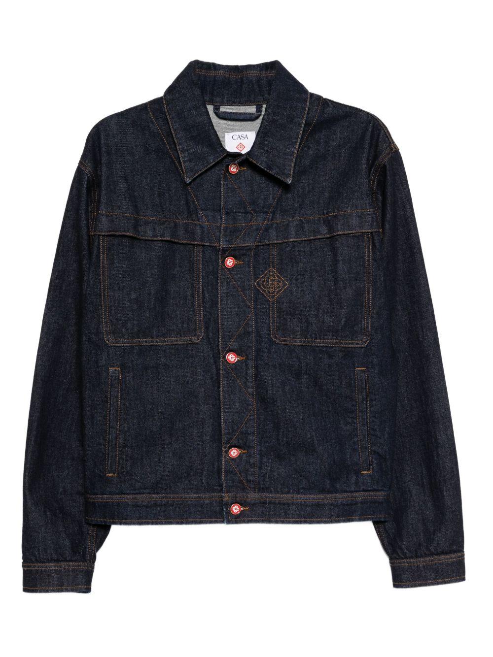embroidered logo denim jacket<BR/><BR/> MPF25-JK-401-01 INDIGO CASABLANCA 