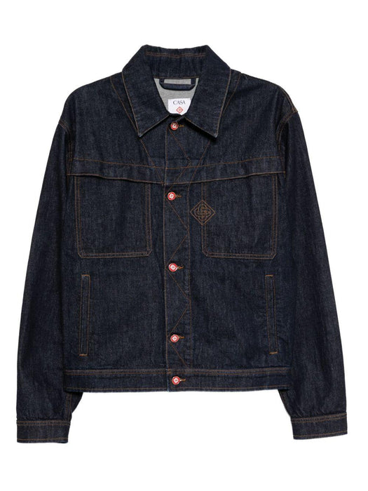 embroidered logo denim jacket<BR/><BR/> MPF25-JK-401-01 INDIGO CASABLANCA 
