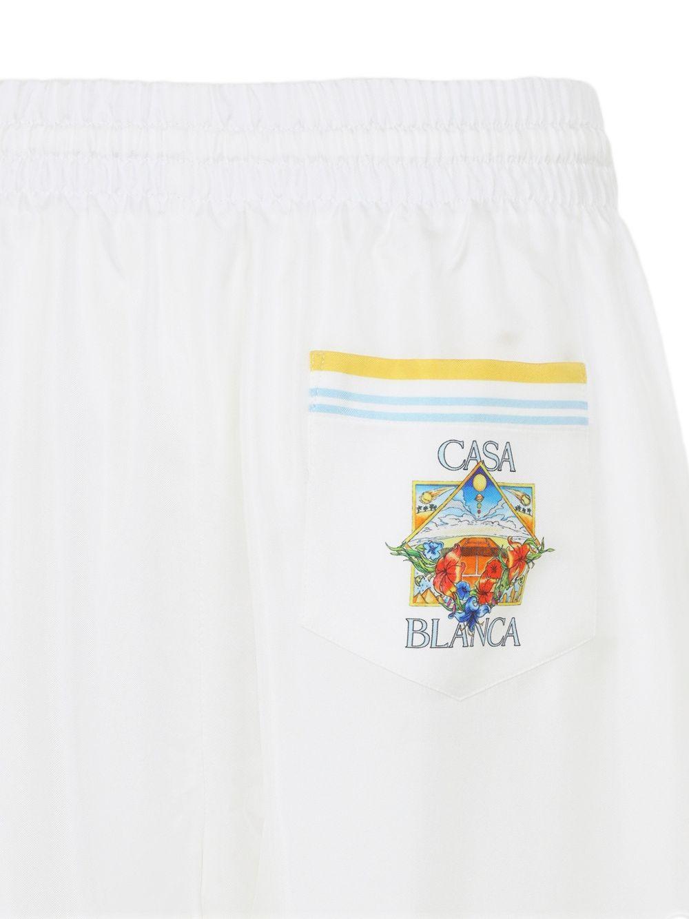 Tennis Landscape Silk Shorts M-SS26-TR-399-09 FLOWER COURT ICON CASABLANCA 