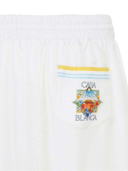 Tennis Landscape Silk Shorts M-SS26-TR-399-09 FLOWER COURT ICON CASABLANCA 