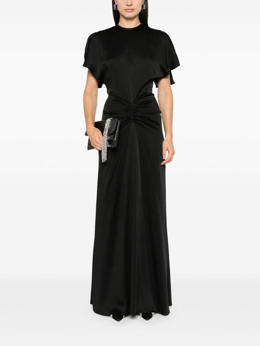 gathered waist floor length dress 1125WDR005454A BLACK 1 VICTORIA BECKHAM 