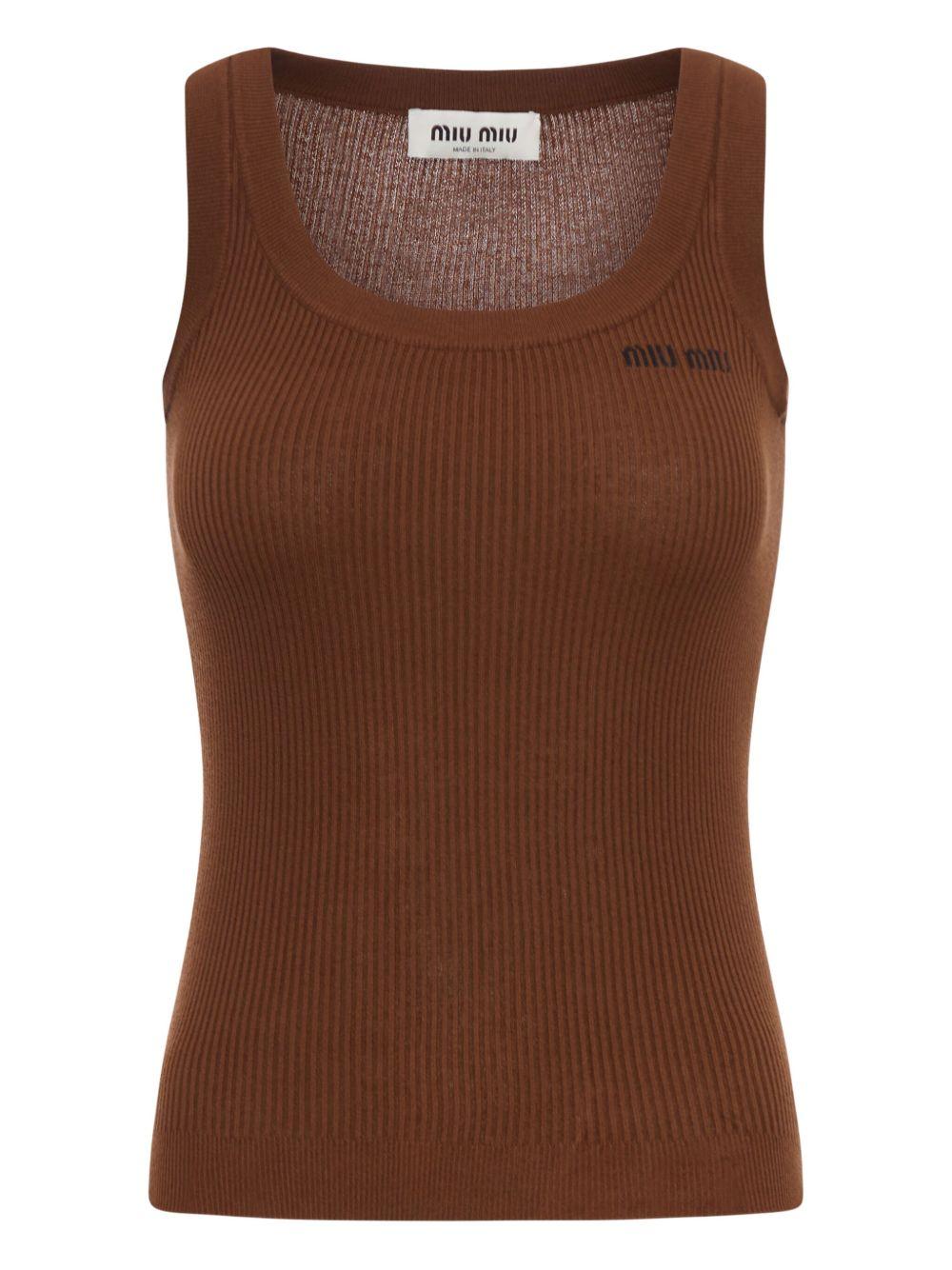 ribbed cotton top<BR/><BR/><BR/> MMV294 S OOO 12ZLF0324 MIU MIU 