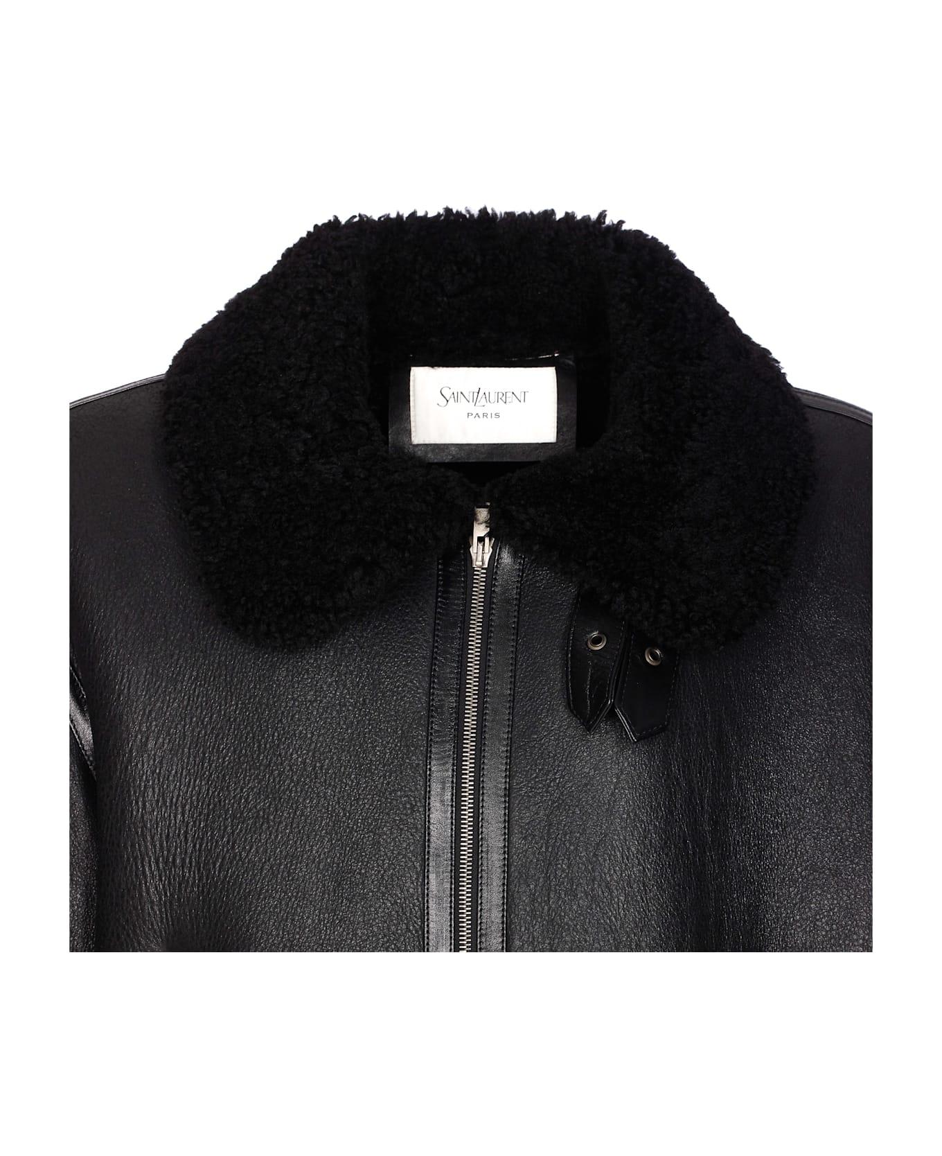 Leather Bomber Jacket<BR/> 837363 YCOW21010 SAINT LAURENT 