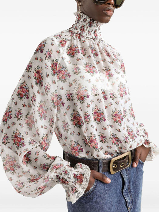 floral-print lace-trim blouse F7BK3T IS10FHA5XK DOLCE & GABBANA 