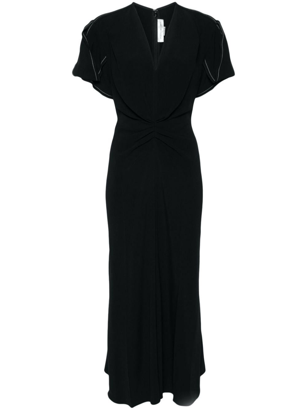 gathered-detail dress 1124WDR005195B BLACK 1 VICTORIA BECKHAM 