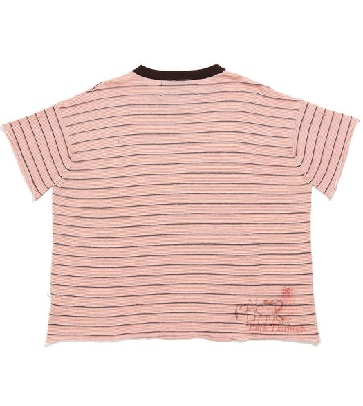LITTLE DARLING STRIPE TEE 6U005Q1010MRN MAROON PALY HOLLYWOOD 