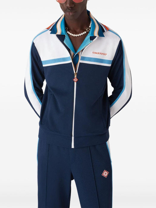 panelled zip-up jacket MPF25-JTP-391-01 NAVY / WHITE CASABLANCA 