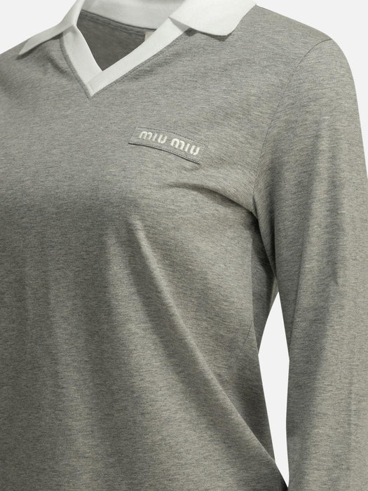 Buttonless polo shirt with logo MJLA57 192QF052N MIU MIU 