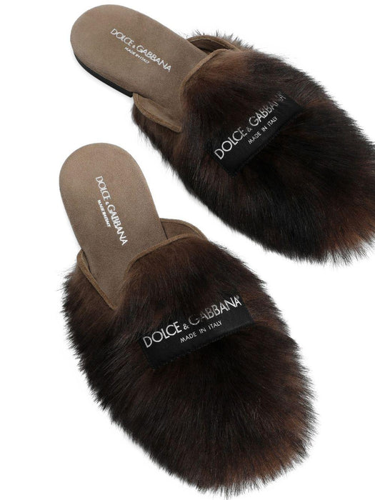 shearling and suede slippers CI0224 A9Y9380093 DOLCE & GABBANA 