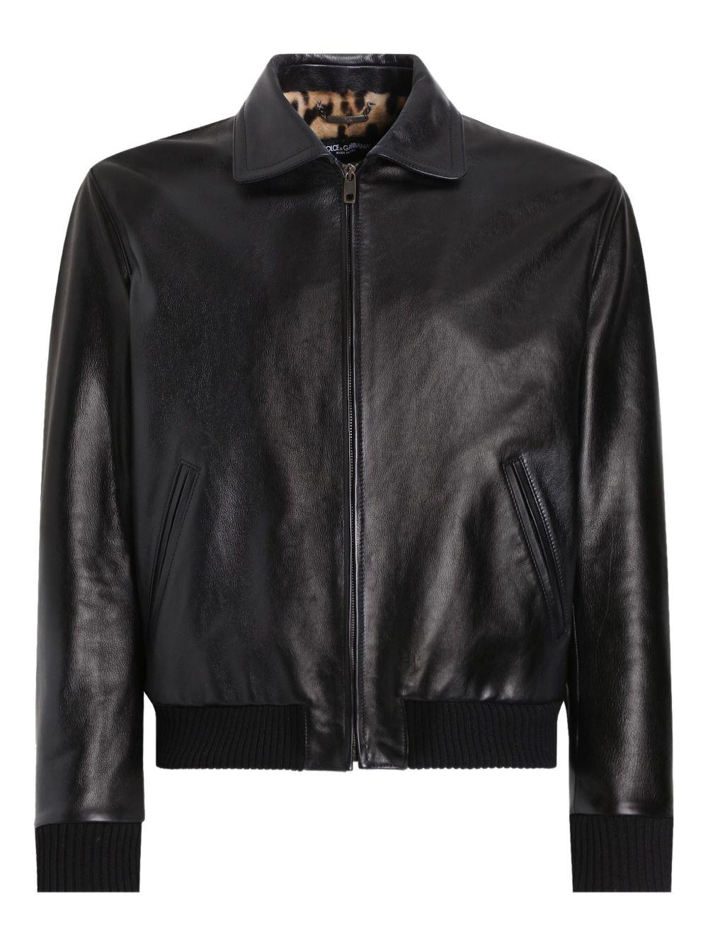 leather zip-fastening bomber jacket G9BQHL GJ544N0000 DOLCE & GABBANA 
