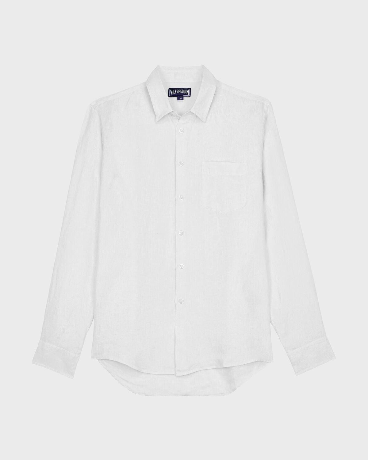Men Linen Shirt Solid 26163674 010V VILEBREQUIN 