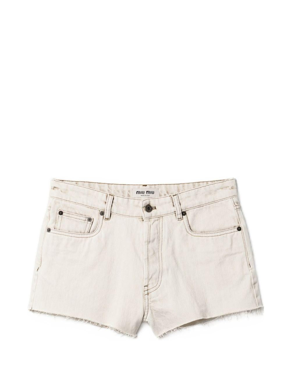 contrasting-stitching denim shorts GWP602 S OOO 183TF0009 MIU MIU 