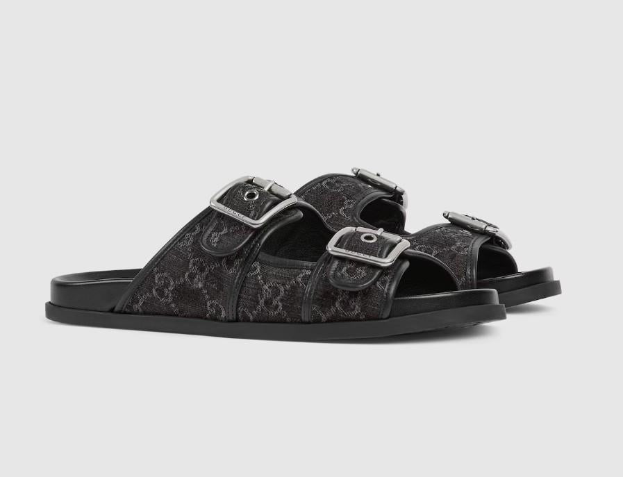 Men's slide sandal with buckles 831830 FAFPY8473 GUCCI 
