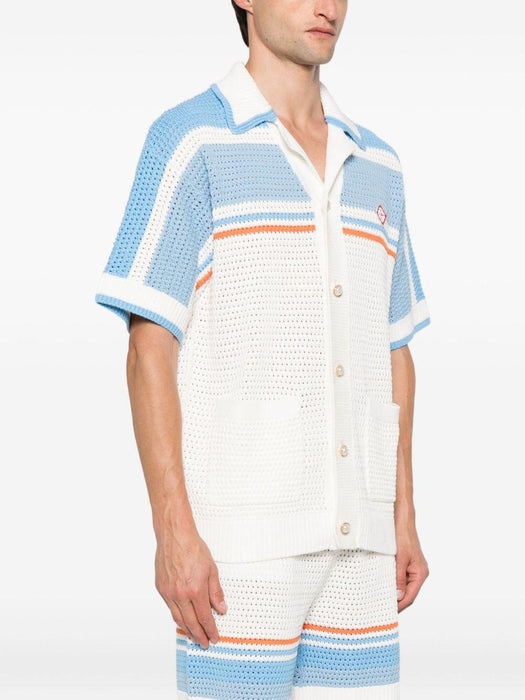 stripe-detail shirt<BR/><BR/><BR/><BR/><BR/> MPF25-KW-997-01 BLUE MULTI CASABLANCA 