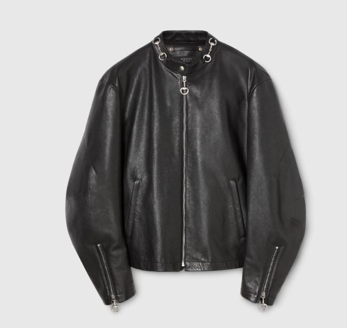 Leather jacket with Horsebit 864931 XNBCJ1000 GUCCI 