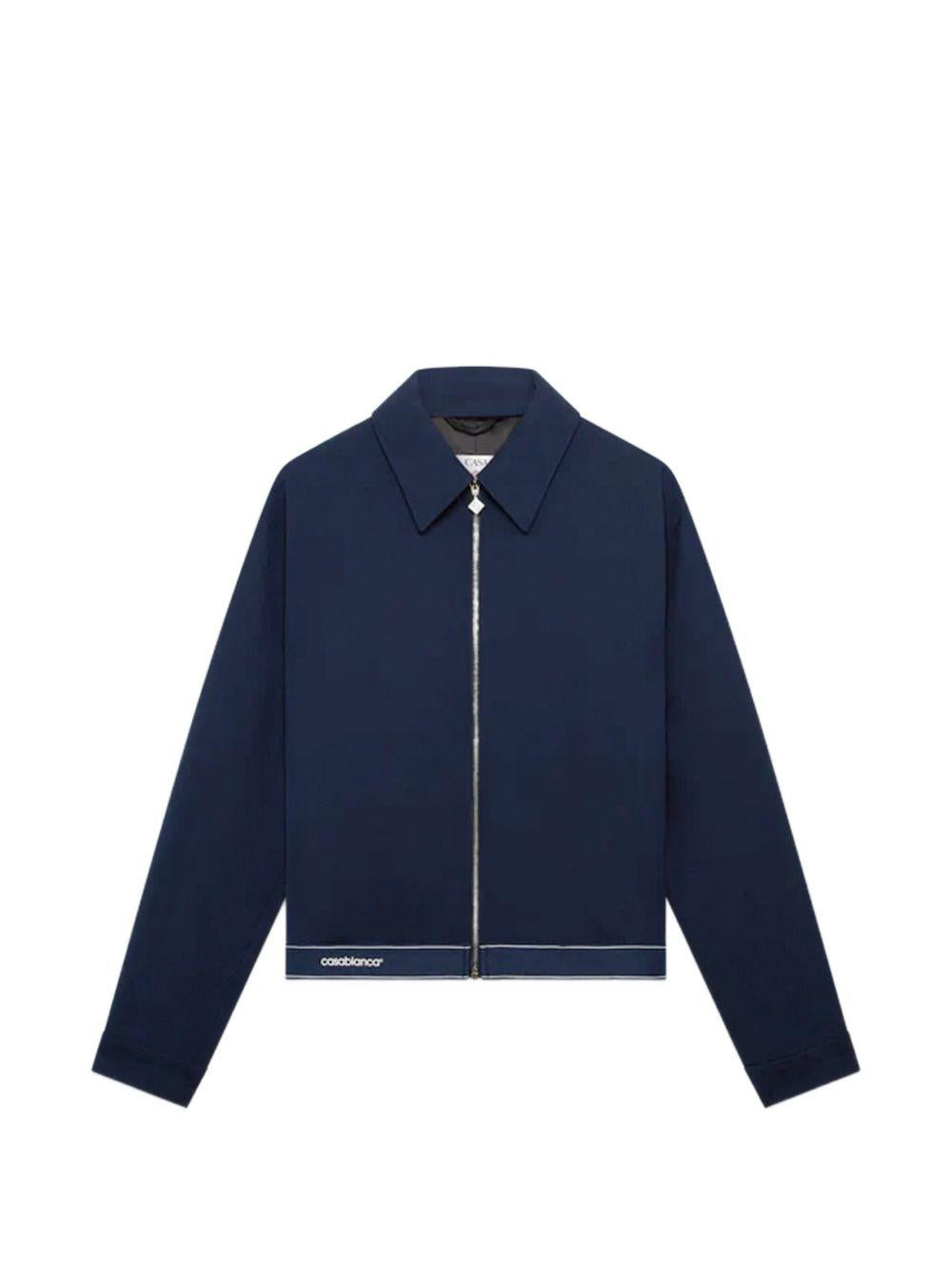 logo-trim shirt jacket M-SP26-JK-442-01 NAVY CASABLANCA 