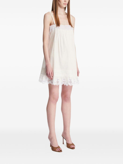 A-line dress in embroidered cotton poplin 839481 Y7K369601 SAINT LAURENT 