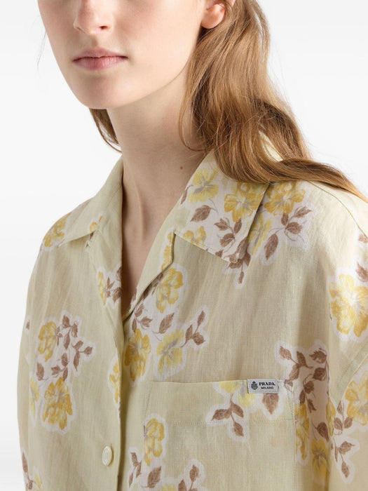Floral print old linen shirt P447J S OOO 19ZIF0032 PRADA 