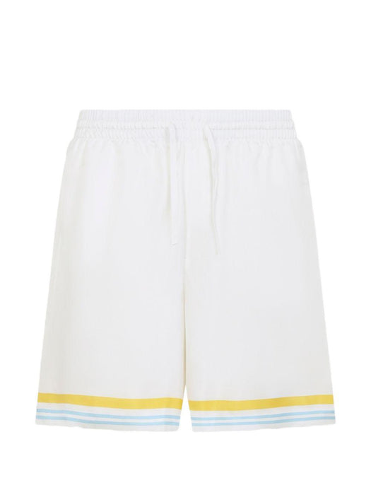Tennis Landscape Silk Shorts M-SS26-TR-399-09 FLOWER COURT ICON CASABLANCA 